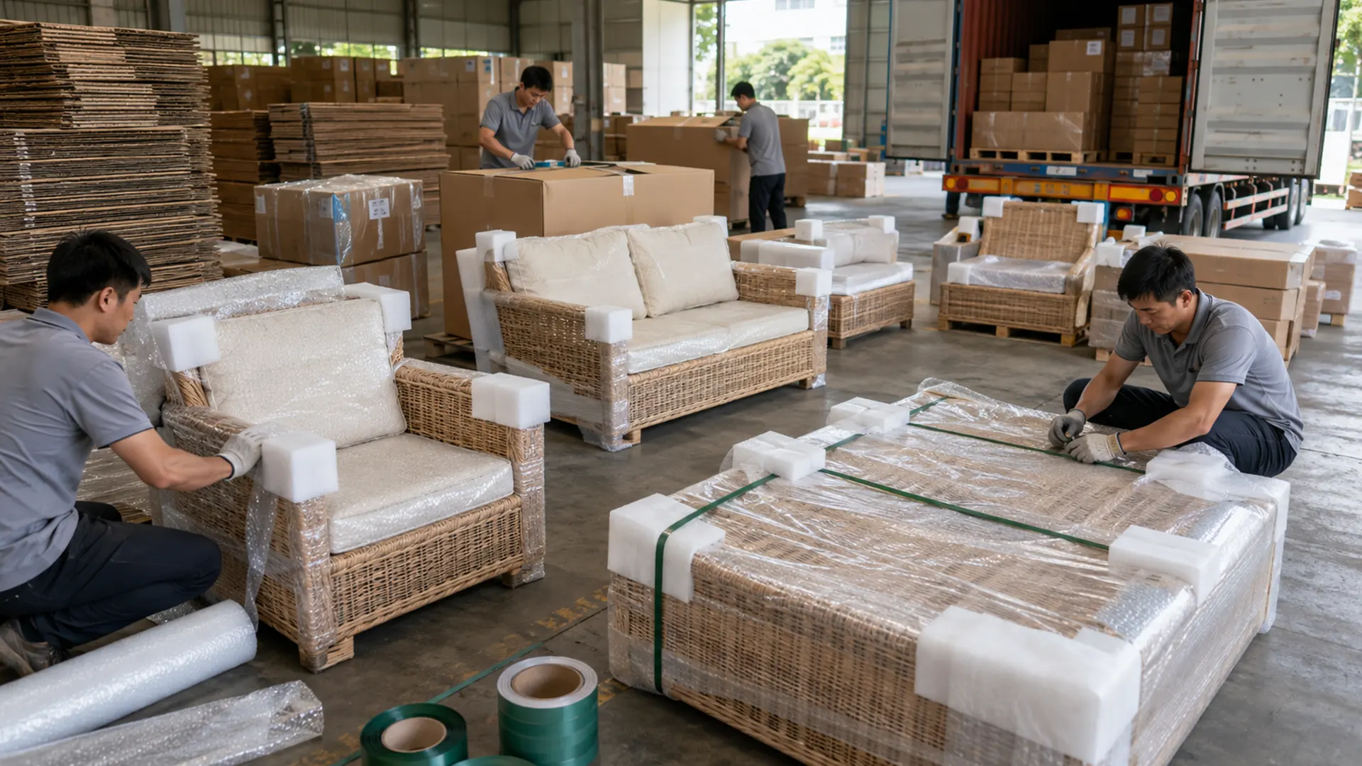 Đóng Gói Xuất Khẩu Nội Thất Mây: Thùng Carton, Bọc Và Bảo Vệ