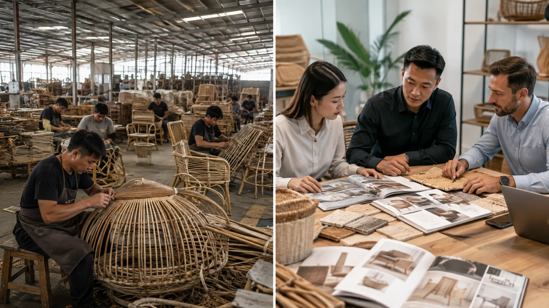 Nhà Sản Xuất Hay Công Ty Sourcing: Mô Hình Nào Tốt Hơn Cho Người Mua Mây Quốc Tế?