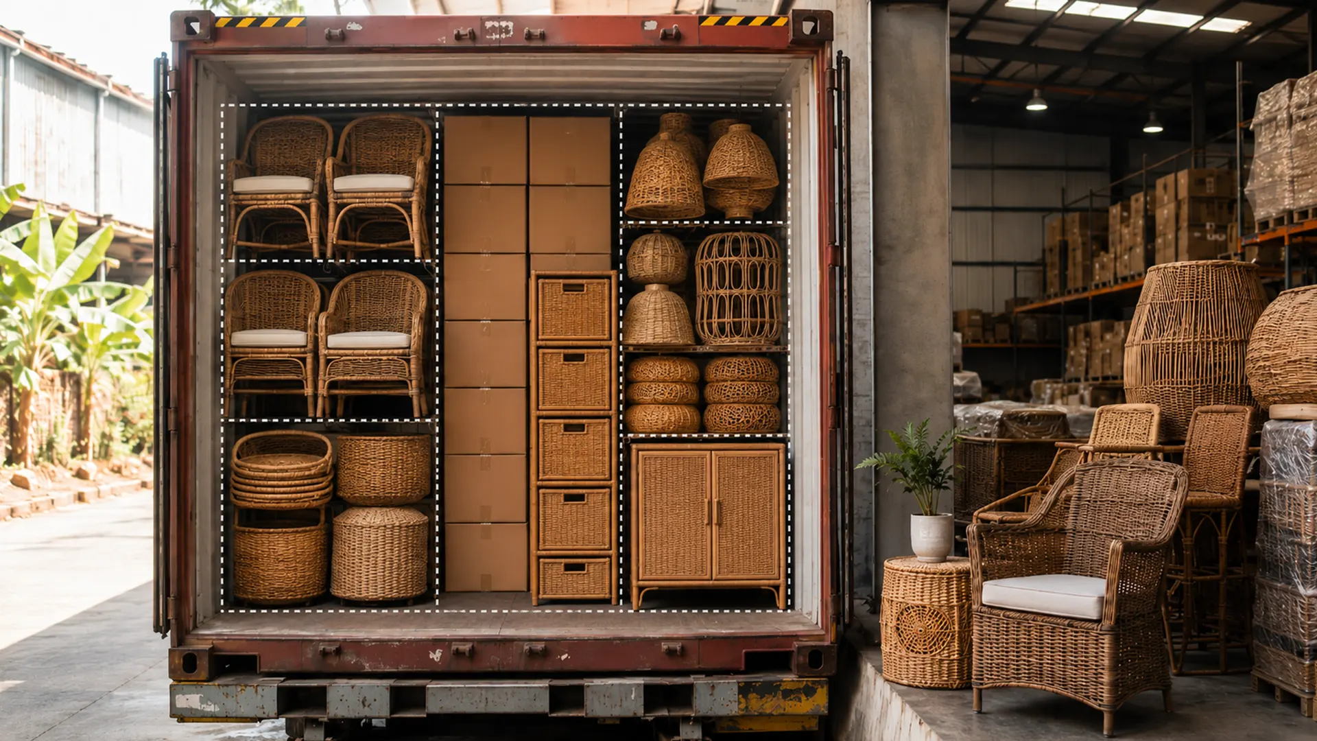 Gemischte Containerbestellungen: Wie Importeure Verschiedene Rattanprodukte Kombinieren Können