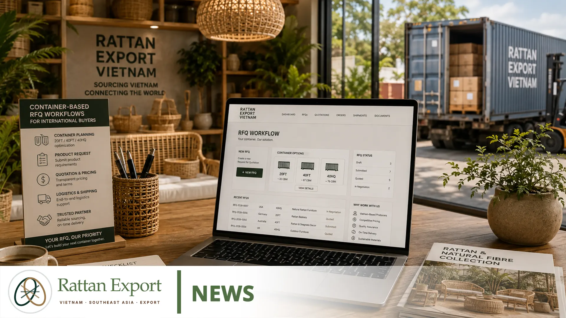 Rattan Export Vietnam Sviluppa Flussi RFQ Basati Su Container Per Buyer Internazionali