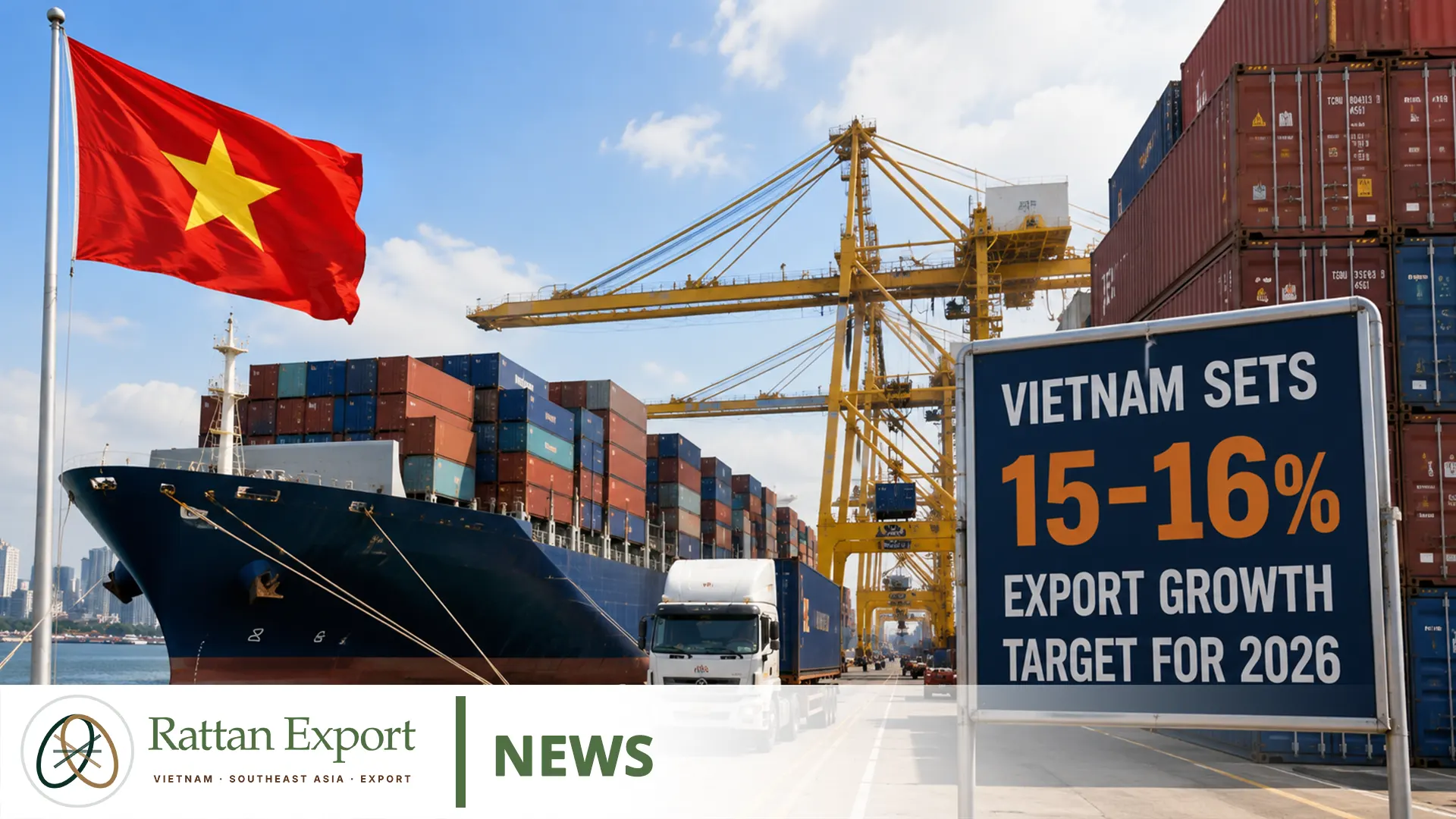 Việt Nam Đặt Mục Tiêu Tăng Trưởng Xuất Khẩu 15–16% Trong Năm 2026