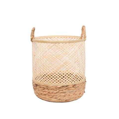 Rattan Export Natural Water Hyacinth Bamboo Storage Basket Wholesale - REX-BB0100019301ST