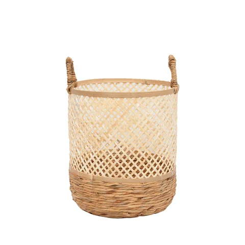Rattan Export Natural Water Hyacinth Bamboo Storage Basket Wholesale - REX-BB0100019301ST