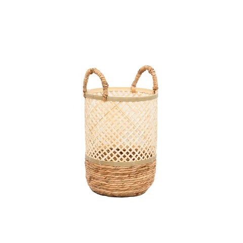 Rattan Export Natural Water Hyacinth Bamboo Storage Basket Wholesale - REX-BB0100019301ST