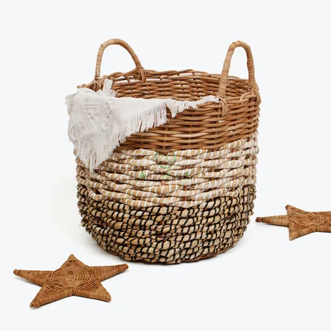 Rattan Export Seagrass and Rattan Wholesale Storage Basket for HORECA, Office, and Home Retail - REX-BN02