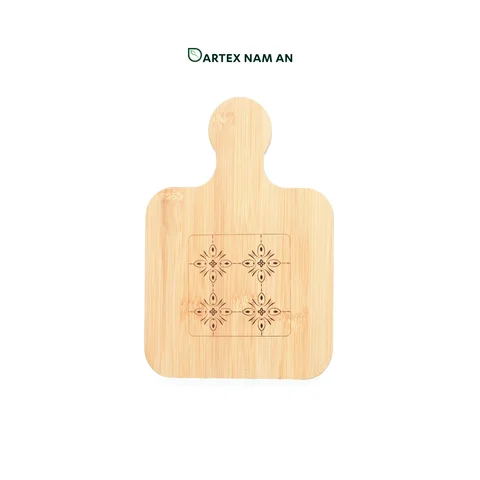 Rattan Export Wholesale Bamboo Serving Tray with Laser Engraving Decorative Pattern for Modern Home and HORECA Dining - REX-FT26-00229