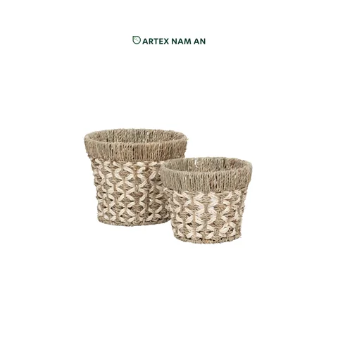 Rattan Export Seagrass Flower Pot Wholesale in Set of 2 for Indoor Garden, Home, Office and HORECA Rustic Decor - REX-GBS042025-024