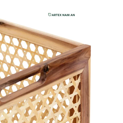Rattan Export Wholesale Storage Basket Made From Acacia Wood, Foldable Design for IKEA Kallax Shelves and Room Organization - REX-GBS042025-036