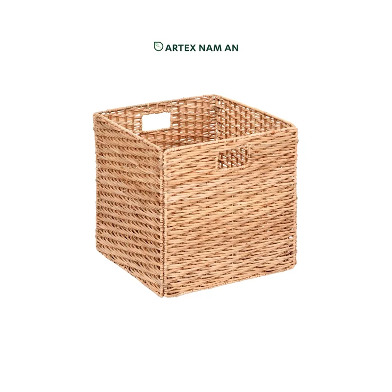 Rattan Export Wholesale Storage Basket made from Rattan, Foldable Cube Storage Basket for Ikea Kallax Shelves, Home and Office Organization | Low MOQ - REX-GBS042025-040