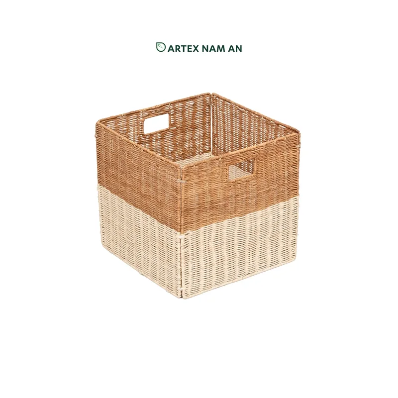 Rattan Export Wholesale Storage Basket made from Natural Rattan Peel for Ikea Kallax Shelves, Home, Office, HORECA and Retail Organization - REX-GBS042025-046