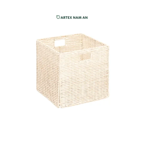 Rattan Export Wholesale Storage Basket made from Rattan in Off White for Ikea Kallax Shelves, Home, Office and HORECA Organization - REX-GBS042025-049