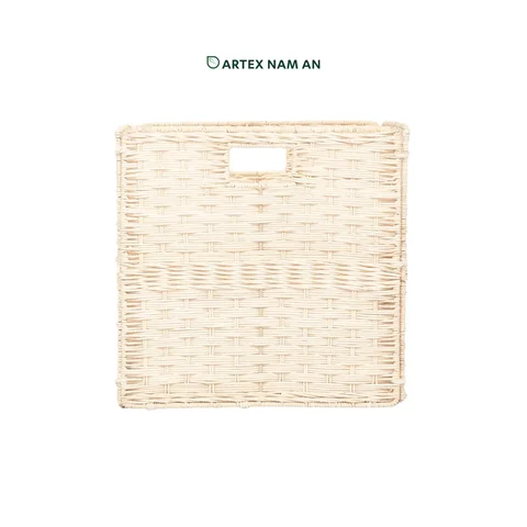 Rattan Export Wholesale Storage Basket Made From Rattan in Off White for Ikea Kallax Shelves, Foldable Clutter Free Storage - REX-GBS042025-050