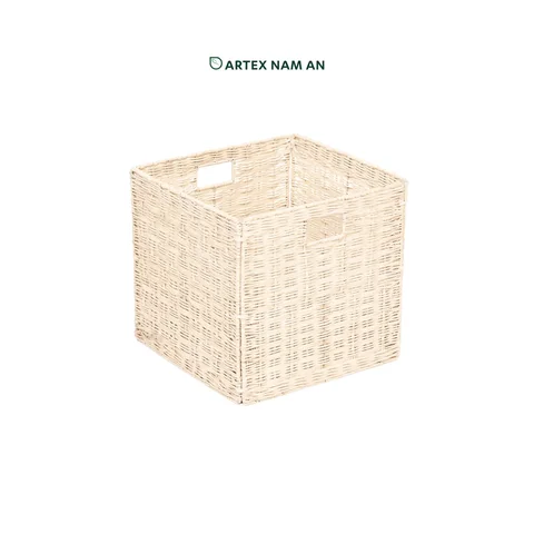 Rattan Export Wholesale Storage Basket Made From Rattan in Off White, Foldable Design for Organizing Office, Home, HORECA - REX-GBS042025-051