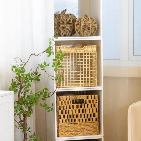 Rattan Export Rattan Basket Wholesale in Off White with Metal Frame for Home, Office and HORECA Organization - REX-GBS042025-057