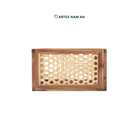 Rattan Export Wholesale Storage Basket in Acacia Wood, with Bamboo Mesh, Knock Down Design - REX-GBS042025-058