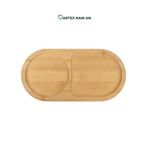 Rattan Export Wholesale Serving Tray made from Natural Bamboo with Pastry Slot for HORECA, Retail, and Corporate Offices - REX-GSF-260016