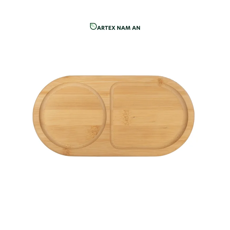 Rattan Export Wholesale Serving Tray made from Natural Bamboo with Pastry Slot for HORECA, Retail, and Corporate Offices - REX-GSF-260016