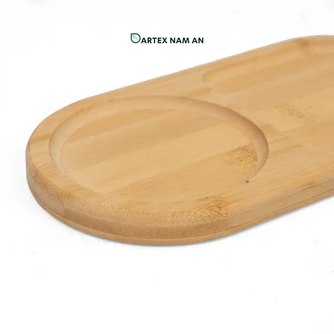 Rattan Export Wholesale Serving Tray made from Natural Bamboo with Pastry Slot for HORECA, Retail, and Corporate Offices - REX-GSF-260016