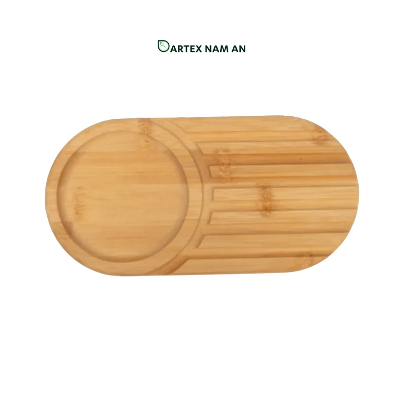 Rattan Export Wholesale Serving Tray made from Natural Bamboo with Pastry Slot for HORECA, Retail, and Corporate Offices - REX-GSF-260017