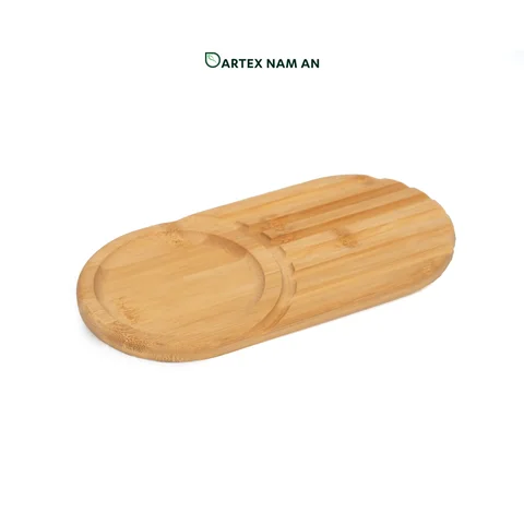 Rattan Export Wholesale Serving Tray made from Natural Bamboo with Pastry Slot for HORECA, Retail, and Corporate Offices - REX-GSF-260017