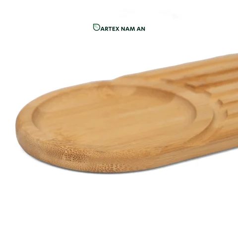 Rattan Export Wholesale Serving Tray made from Natural Bamboo with Pastry Slot for HORECA, Retail, and Corporate Offices - REX-GSF-260017