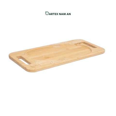 Rattan Export Natural Bamboo Wholesale Serving Tray Floral Laser-Engraved for HORECA, Retail, and Corporate Hospitality - REX-GSF-260022