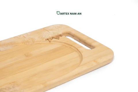 Rattan Export Natural Bamboo Wholesale Serving Tray Floral Laser-Engraved for HORECA, Retail, and Corporate Hospitality - REX-GSF-260022