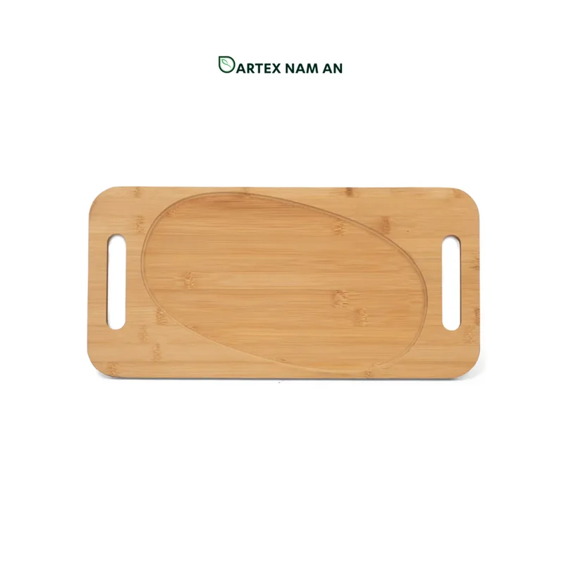 Rattan Export Wholesale Serving Tray Natural Bamboo with Dual Handles and Oval Recess for HORECA, Home, and Retail - REX-GSF-260023
