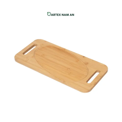 Rattan Export Wholesale Serving Tray Natural Bamboo with Dual Handles and Oval Recess for HORECA, Home, and Retail - REX-GSF-260023