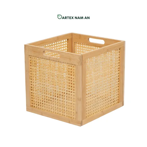Rattan Export Knock-Down Natural Bamboo Wholesale Storage Basket for HORECA, Office, and Retail - REX-GSF-260035
