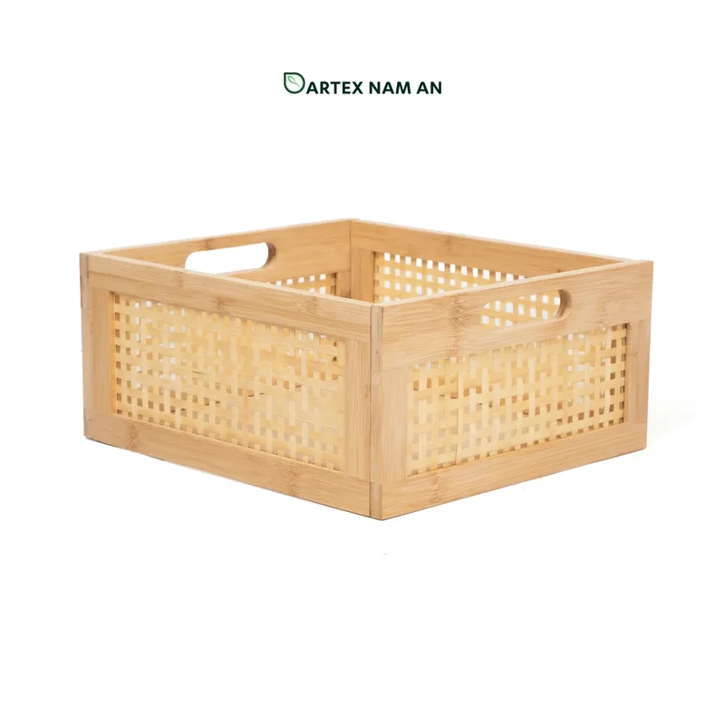 Rattan Export Knock-Down Natural Bamboo Wholesale Storage Basket for HORECA, Office, and Retail - REX-GSF-260036