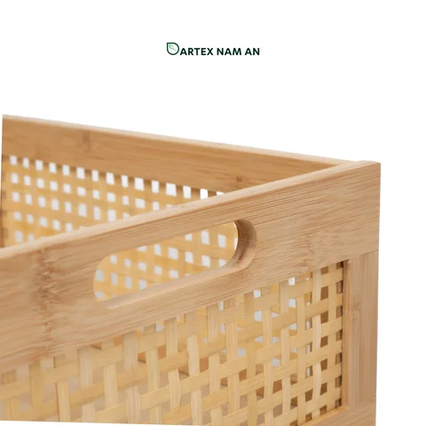 Rattan Export Knock-Down Natural Bamboo Wholesale Storage Basket for HORECA, Office, and Retail - REX-GSF-260036