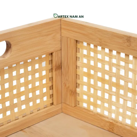 Rattan Export Knock-Down Natural Bamboo Wholesale Storage Basket for HORECA, Office, and Retail - REX-GSF-260036