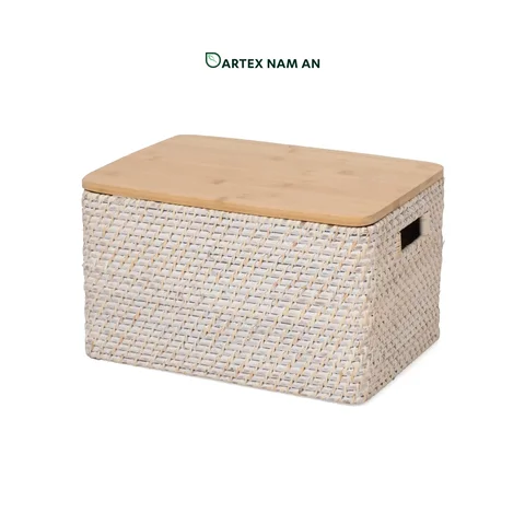 Rattan Export Wholesale Rattan Basket Set with Bamboo Lids for HORECA, Office, and Retail - REX-GSF-260040