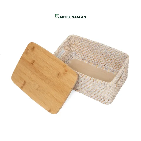 Rattan Export Wholesale Rattan Basket Set with Bamboo Lids for HORECA, Office, and Retail - REX-GSF-260040