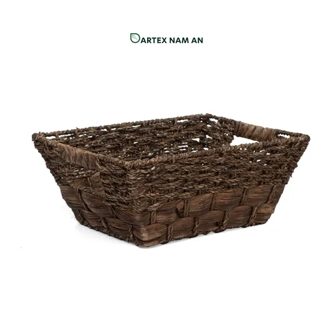 Rattan Export Dark Brown Wholesale Storage Basket made from Water Hyacinth and Seagrass for HORECA, Office and Retail - REX-GSF-260043