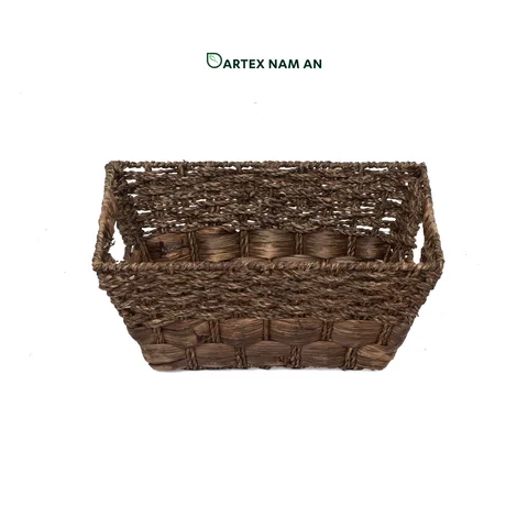 Rattan Export Dark Brown Wholesale Storage Basket made from Water Hyacinth and Seagrass for HORECA, Office and Retail - REX-GSF-260043