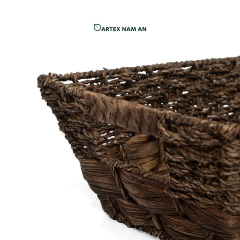 Rattan Export Dark Brown Wholesale Storage Basket made from Water Hyacinth and Seagrass for HORECA, Office and Retail - REX-GSF-260043