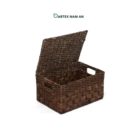 Rattan Export Wholesale Storage Basket made from Seagrass and Water Hyacinth with Lid in set of 3 for HORECA, Office, and Home Retail - REX-GSF-260046