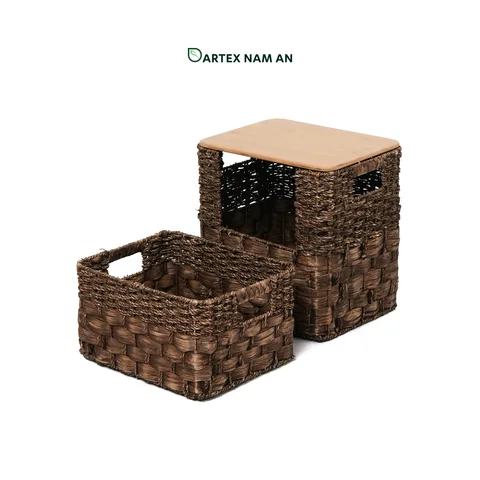 Rattan Export 2-Tier Wholesale Storage Basket made from Water Hyacinth and Paper for HORECA, Office, and Retail - REX-GSF-260047