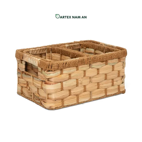 Rattan Export Water Hyacinth and Paper Wholesale Storage Basket Set with Handles for HORECA, Office, and Retail Display - REX-GSF-260048