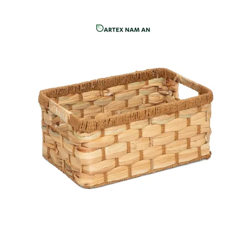 Rattan Export Water Hyacinth and Paper Wholesale Storage Basket Set with Handles for HORECA, Office, and Retail Display - REX-GSF-260048
