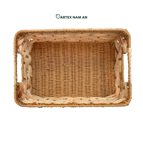 Rattan Export Water Hyacinth and Paper Wholesale Storage Basket Set with Handles for HORECA, Office, and Retail Display - REX-GSF-260048