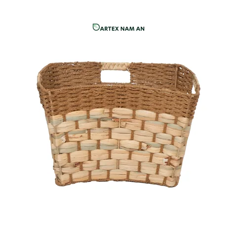 Rattan Export Wholesale Storage Basket made from Water Hyacinth and Paper with 4-Way Handles for HORECA, Office, and Retail Display - REX-GSF-260051