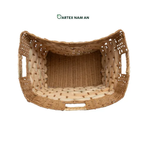 Rattan Export Wholesale Storage Basket made from Water Hyacinth and Paper with 4-Way Handles for HORECA, Office, and Retail Display - REX-GSF-260051