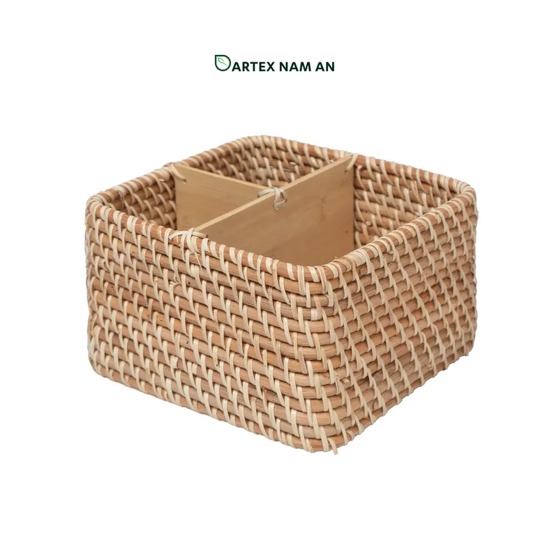 Rattan Export 3-Compartment Square Wholesale Rattan Basket for HORECA, Office Hospitality, and Retail - REX-GSF-260057