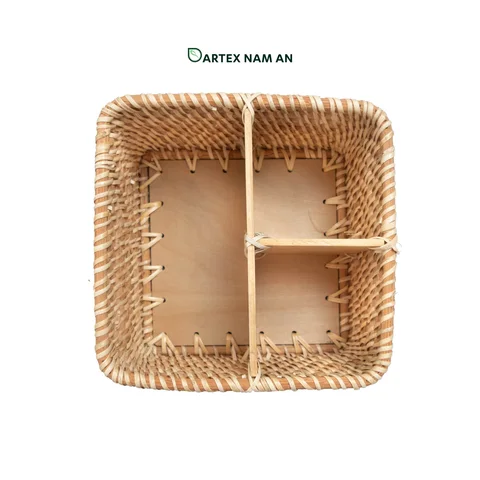 Rattan Export 3-Compartment Square Wholesale Rattan Basket for HORECA, Office Hospitality, and Retail - REX-GSF-260057
