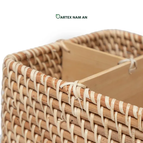 Rattan Export 3-Compartment Square Wholesale Rattan Basket for HORECA, Office Hospitality, and Retail - REX-GSF-260057