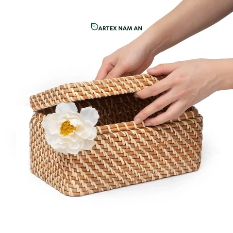 Rattan Export Wholesale Rattan Basket with lid for HORECA, Office Hospitality, and Retail - REX-GSF-260059