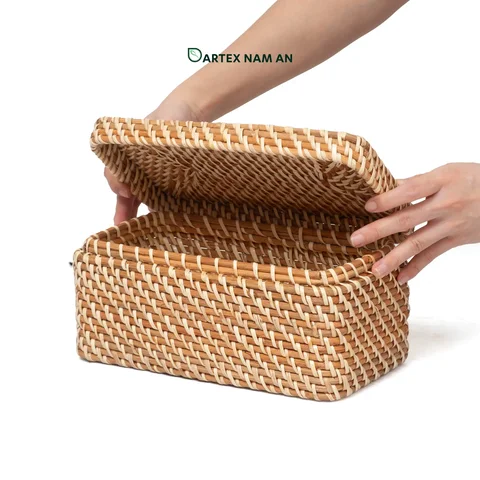 Rattan Export Wholesale Rattan Basket with lid for HORECA, Office Hospitality, and Retail - REX-GSF-260059